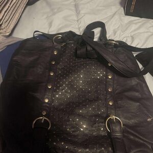 Black and Gold Studded Tote Bag